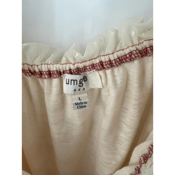 umgee cream and floral sleeves oversized boho shirt blouse top size large - Picture 4 of 8